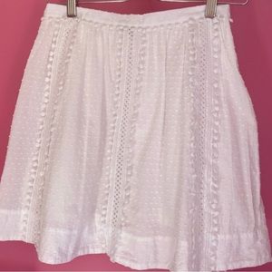J Crew White Dot and Lace Textured Mini Skirt, Size 00